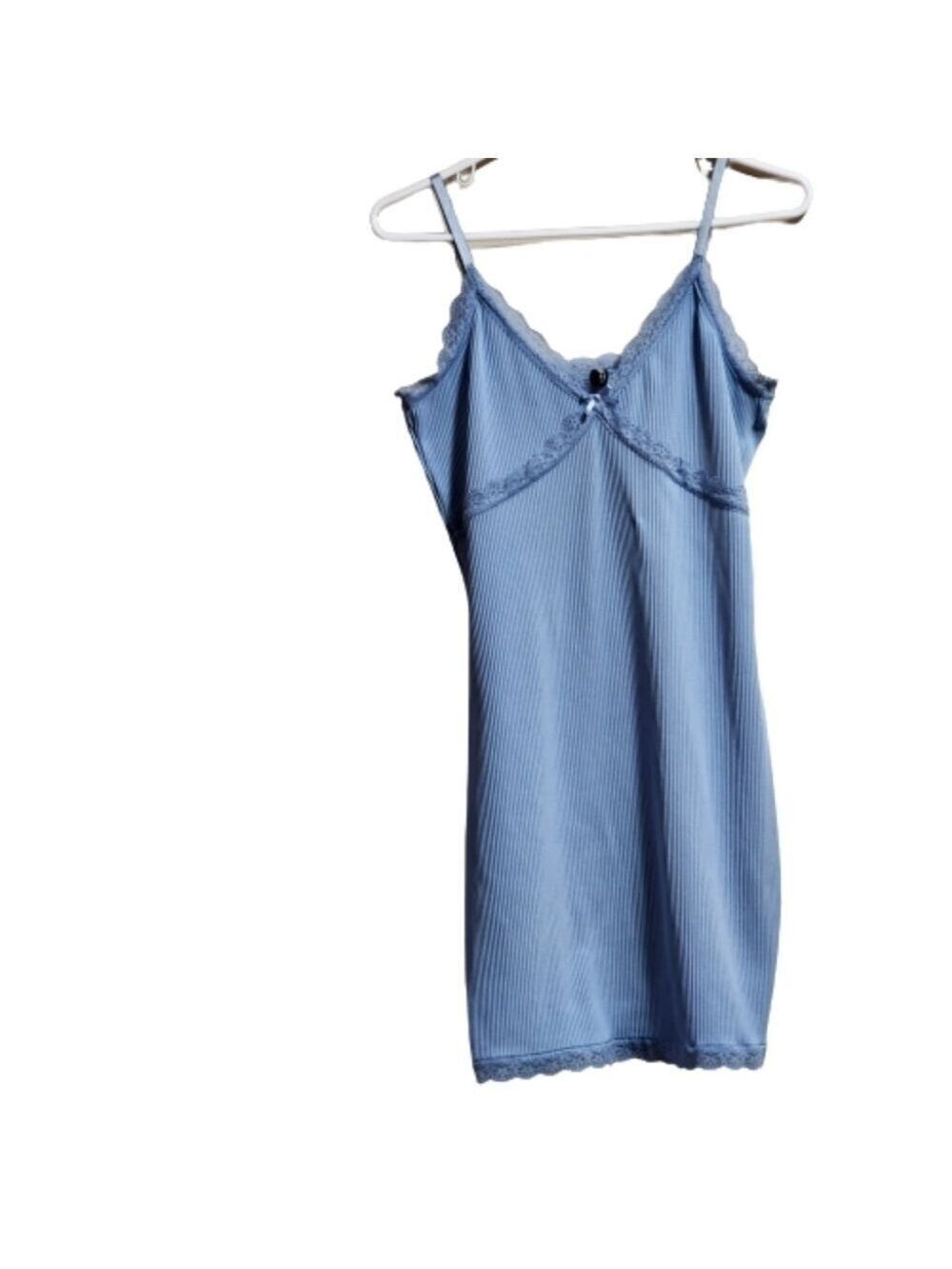 H&M Divided ribbed lace trim dress color light blue size Medium
